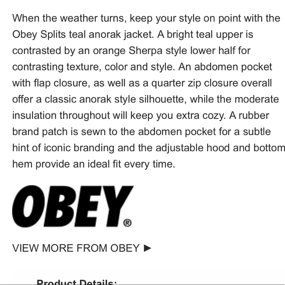 Host Pick Obey Teal Split Anorak Jacket - image 7